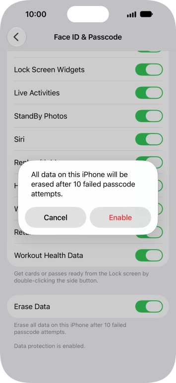 If you turn on the function, press Enable. If you turn on the function, press Enable.