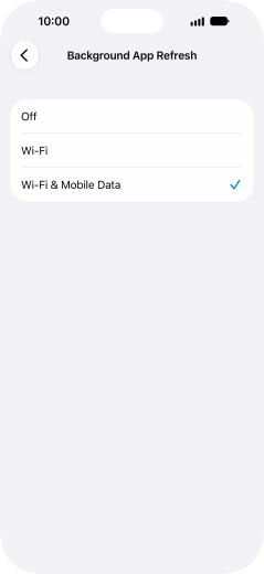 To turn off background refresh of apps, press Off.