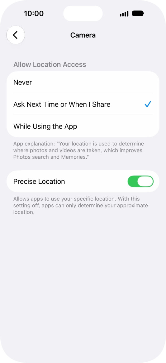 Press the required setting to turn the function on or off. Press the required setting to turn the function on or off.