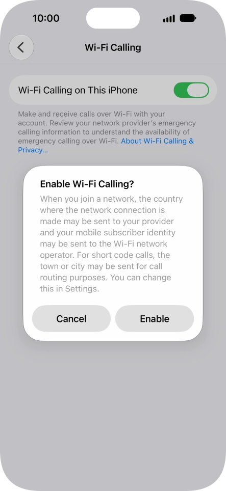 If you turn on the function, press Enable.