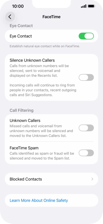 Press Blocked Contacts.