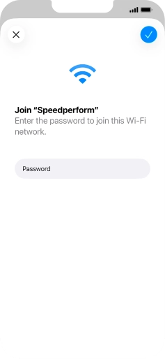 Key in the password for the Wi-Fi network and press the confirm icon.