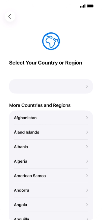 Press the required country or area.
