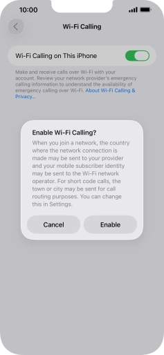 If you turn on the function, press Enable.