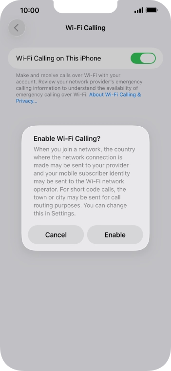 If you turn on the function, press Enable.