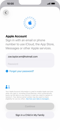 Press Password and key in the password for your Apple Account.