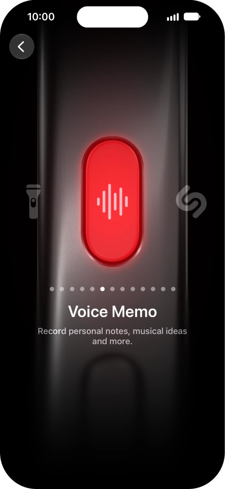 Slide your finger right or left on the screen to select the required function. Slide your finger right or left on the screen to select the required function.