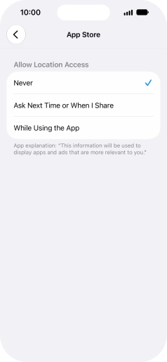 Press the required setting to turn the function on or off.