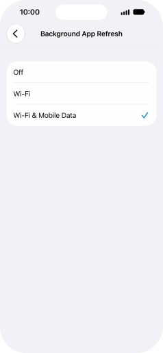 To turn off background refresh of apps, press Off.