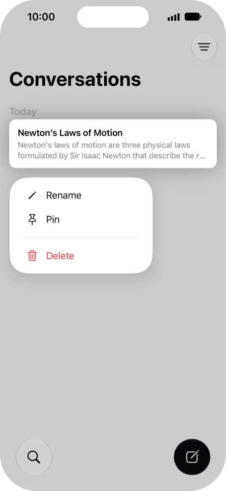 Press Rename and follow the instructions on the screen to rename the conversation. Press Rename and follow the instructions on the screen to rename the conversation.