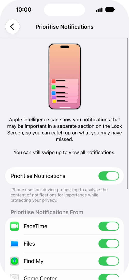 Press the indicator next to 