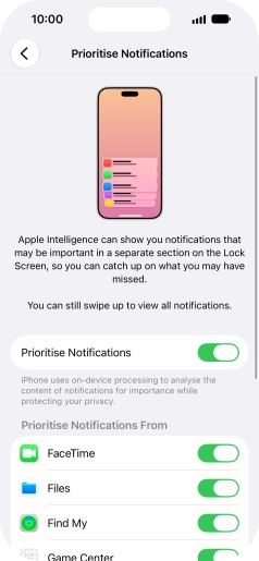 Press the indicator next to 