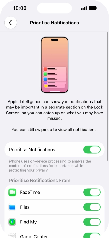 Press the indicator next to 