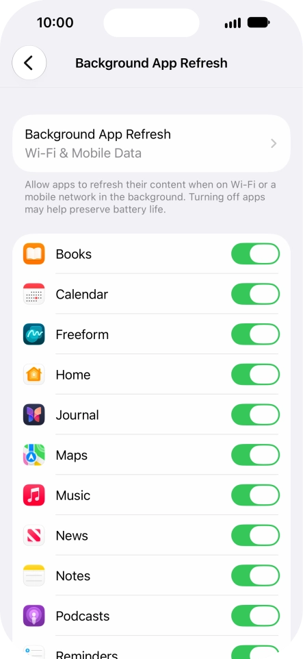 Press Background App Refresh.