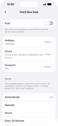 If you turn off the function, press the required setting.