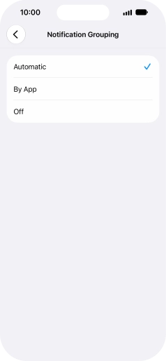 Press the required setting.