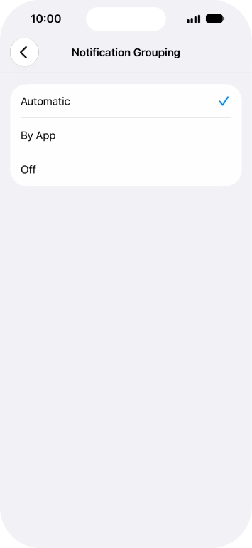 Press the required setting.