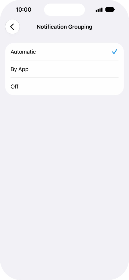 Press the required setting.