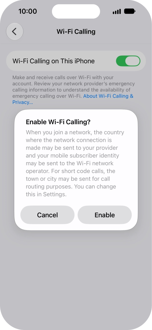 If you turn on the function, press Enable.
