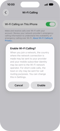 If you turn on the function, press Enable.