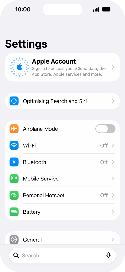 Press Apple Account.