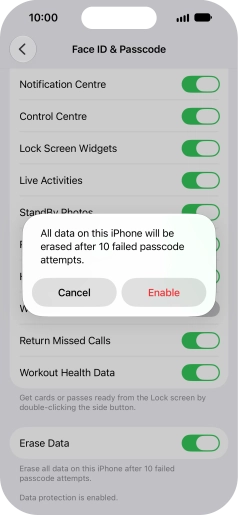 If you turn on the function, press Enable. If you turn on the function, press Enable.