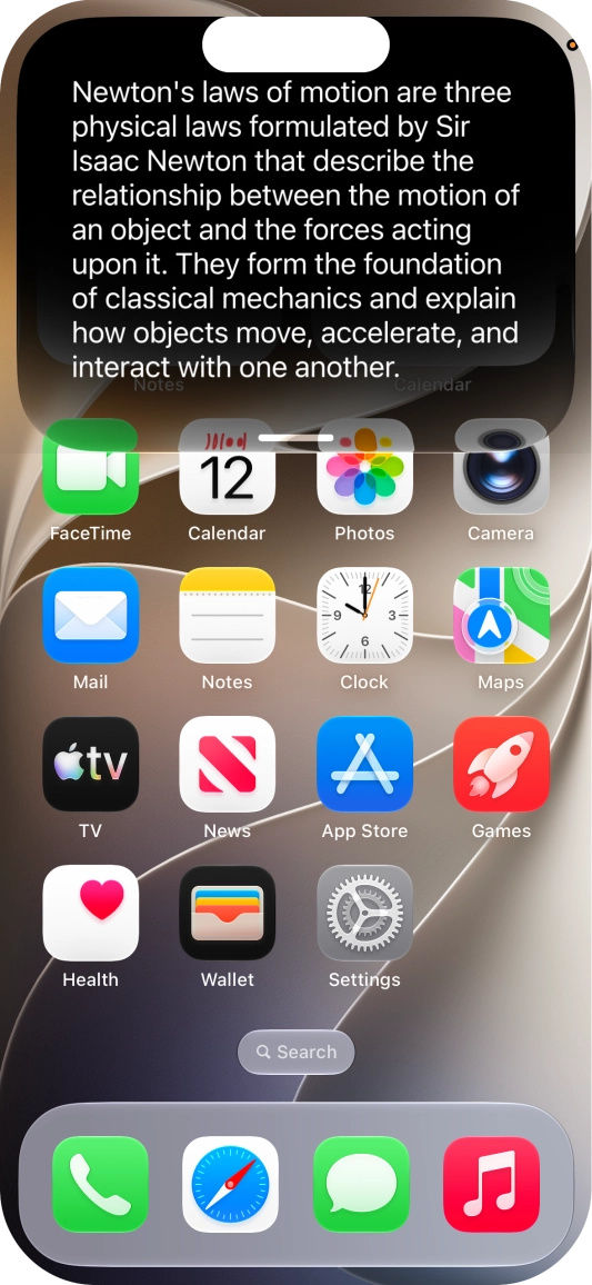 Ask questions or ask Siri to find information on the internet. Ask questions or ask Siri to find information on the internet.