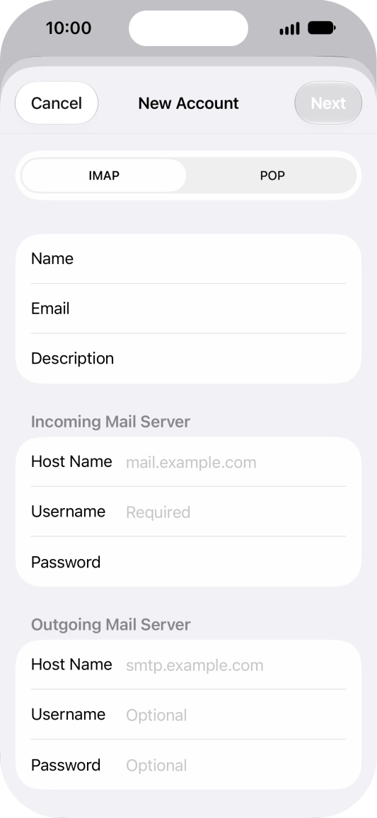 Press IMAP.