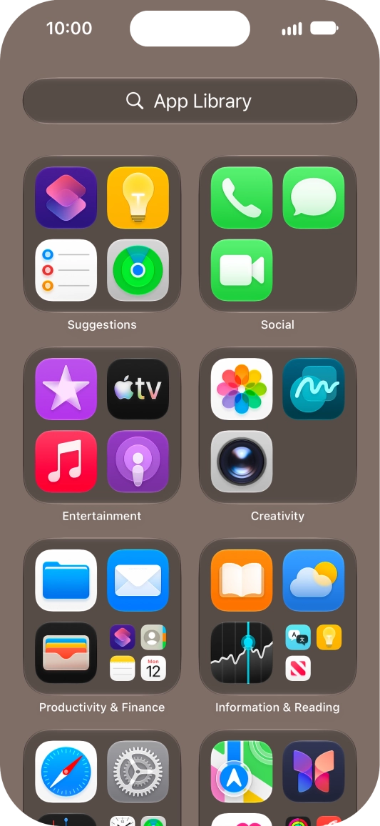 Press the required app. Press the required app.