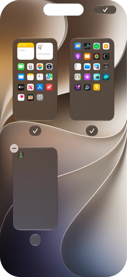 Press the delete icon next to the required home screen page.