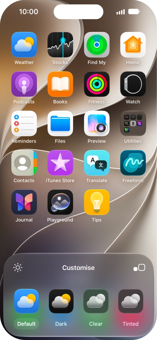 Press the required setting to select the size of app icons on the home screen.