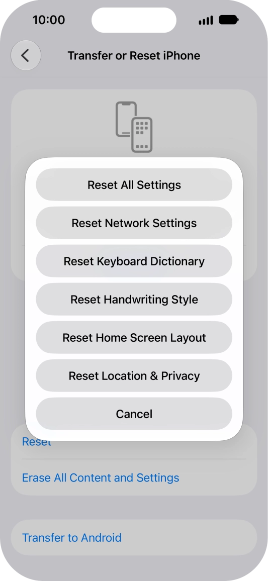 Press Reset All Settings. Press Reset All Settings.