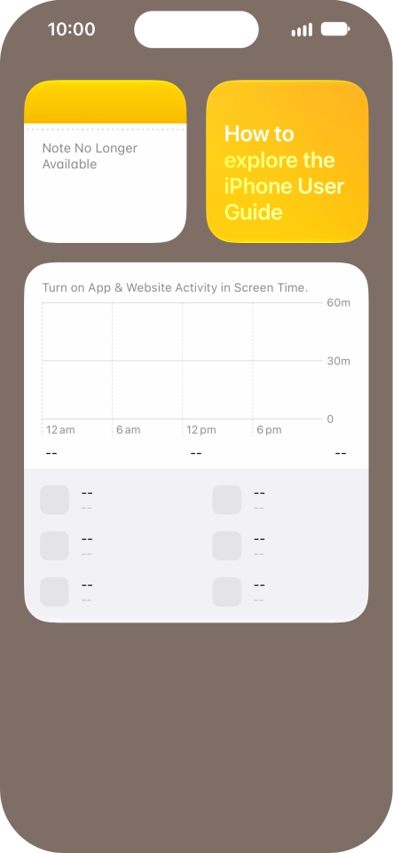 Slide your finger up or down on the screen to see more widgets. Slide your finger up or down on the screen to see more widgets.