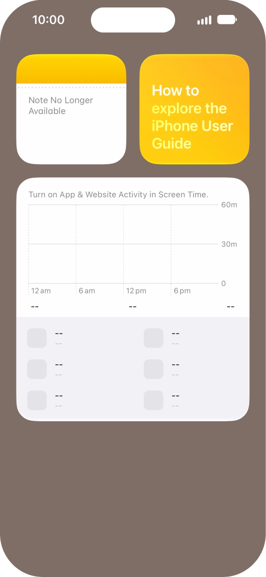 Slide your finger up or down on the screen to see more widgets. Slide your finger up or down on the screen to see more widgets.