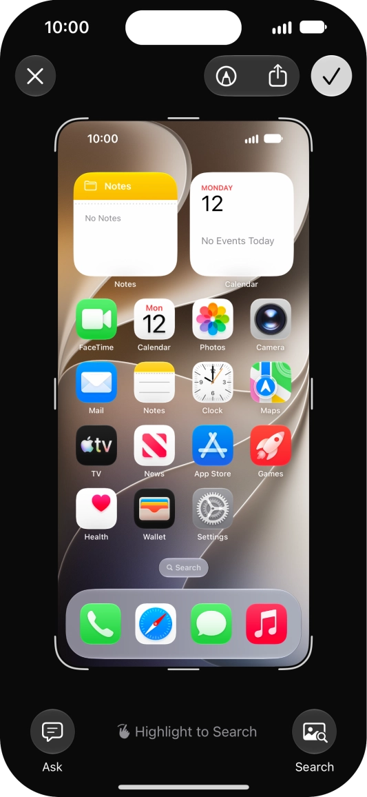 Follow the instructions on the screen to edit and save your screenshot.