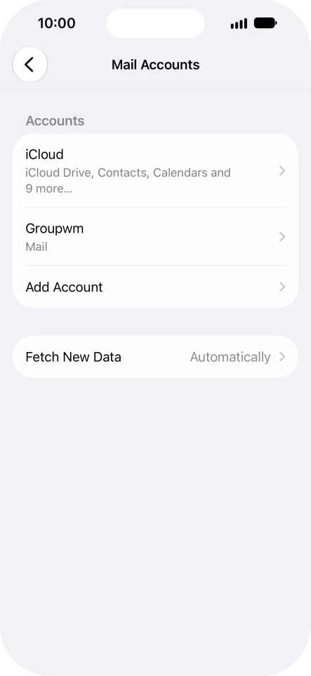 Press the name of the email account you've just set up.