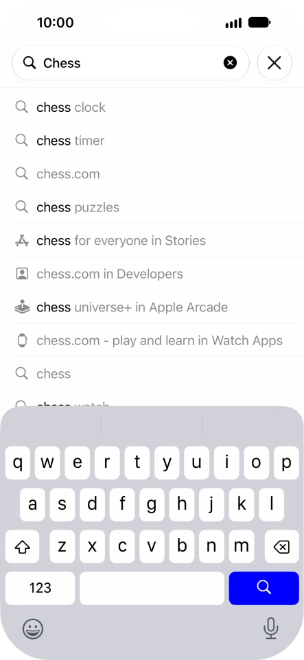 Press the search icon. Press the search icon.
