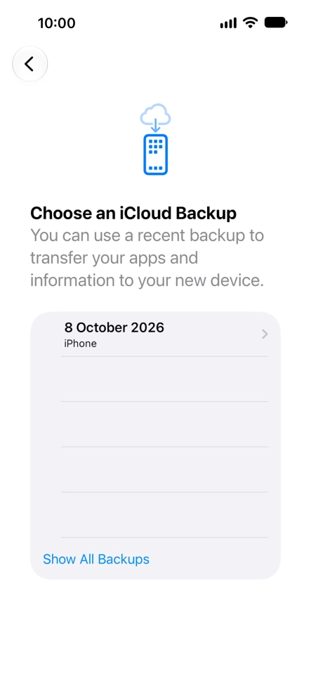 Press the required backup and your phone restores the content of the selected backup. Subsequently, follow the instructions on the screen to set up your phone and prepare it for use.
