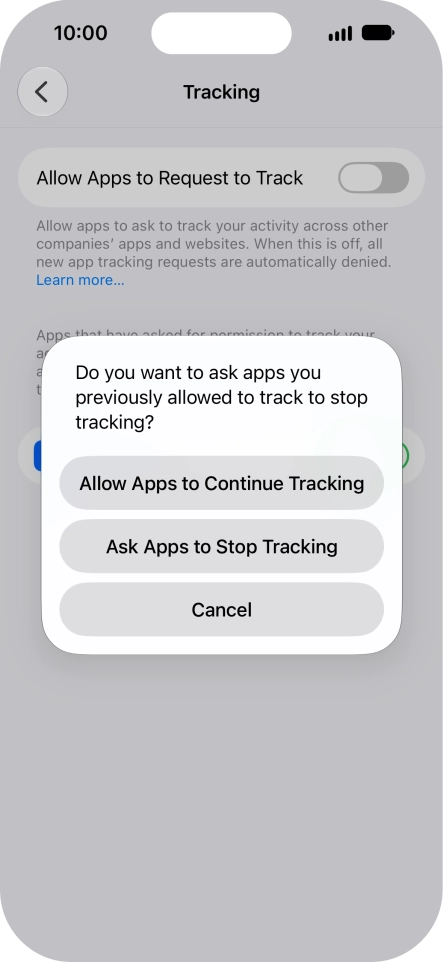 If you turn off the function, press the required setting.