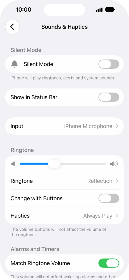 Press the indicator next to 