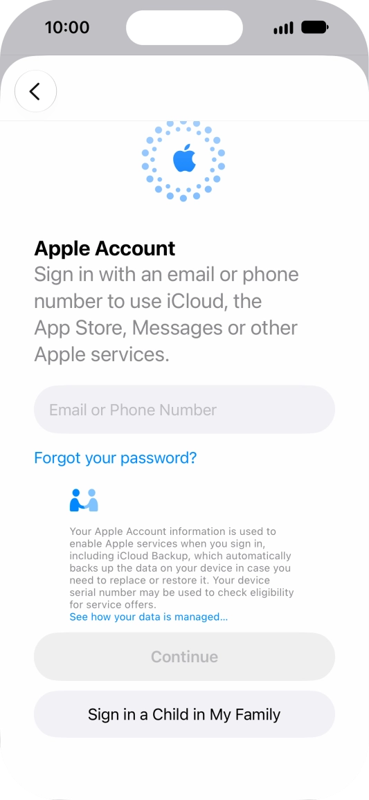Press Email or Phone Number and key in the username for your Apple Account.