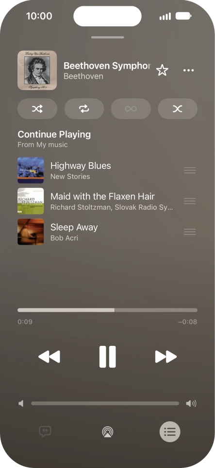 Press the shuffle icon to turn the function on or off. Press the shuffle icon to turn the function on or off.
