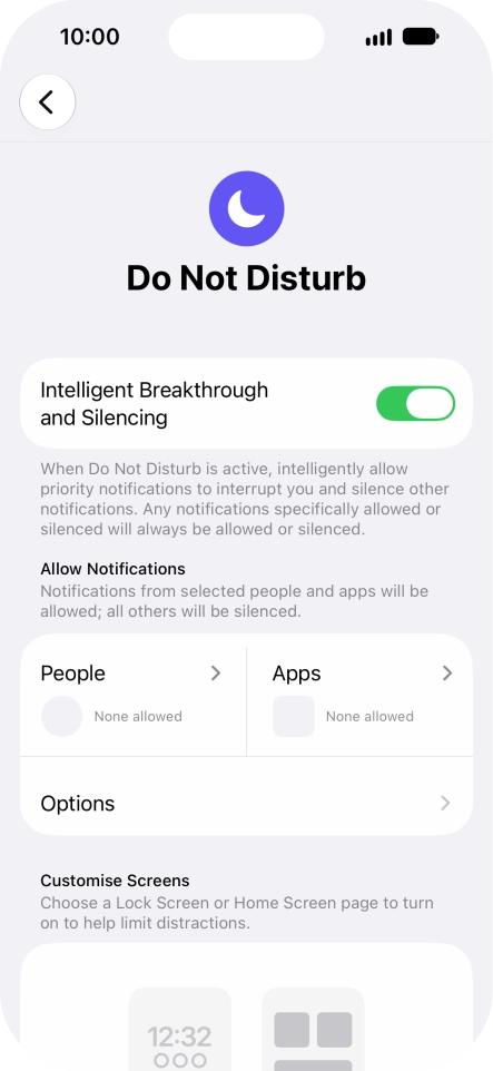 Press People and follow the instructions on the screen to select which contacts you would like to receive calls and notifications from when Do Not Disturb is turned on.