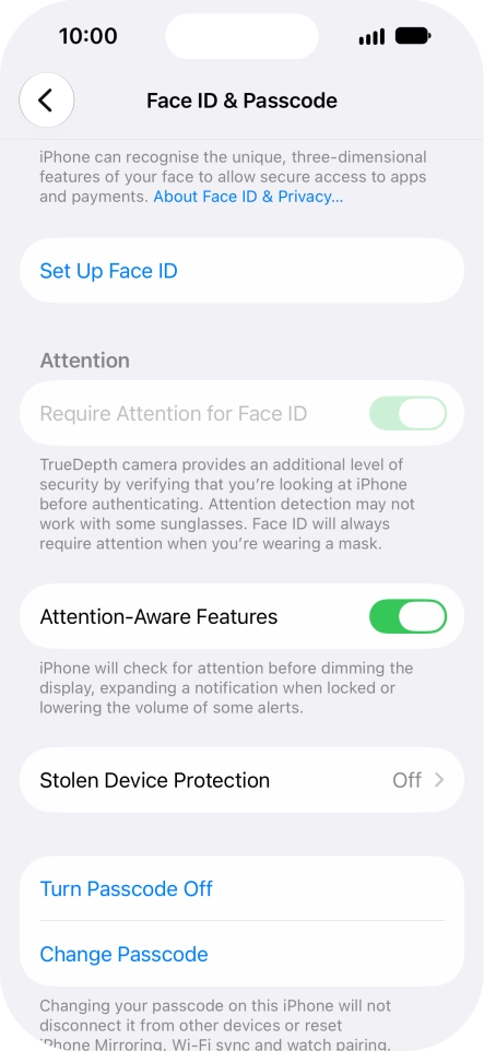 Press Turn Passcode Off and key in the phone lock code.