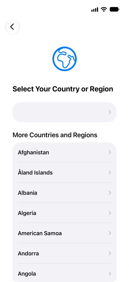 Press the required country or area.