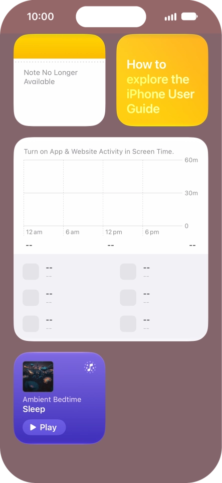 Press and hold the required widget until a pop-up menu is displayed. Press and hold the required widget until a pop-up menu is displayed.