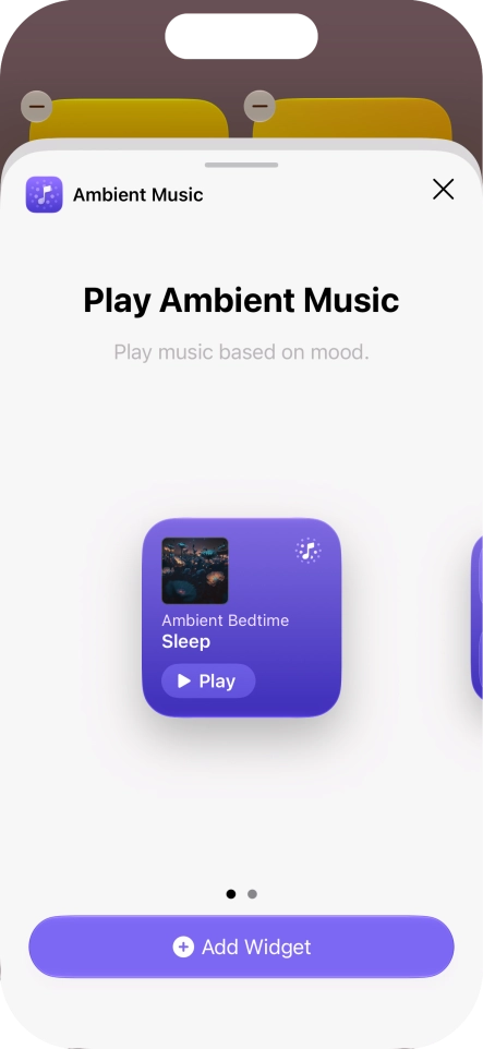 Slide your finger right or left on the screen to select the required widget size. Slide your finger right or left on the screen to select the required widget size.