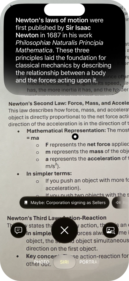 To use visual intelligence on a text, take a picture of the text, press the required setting and follow the instructions on the screen to use the function. To use visual intelligence on a text, take a picture of the text, press the required setting and follow the instructions on the screen to use the function.