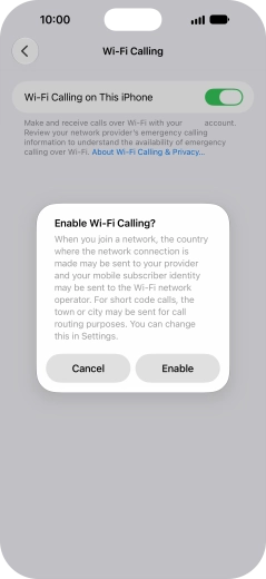 If you turn on the function, press Enable.