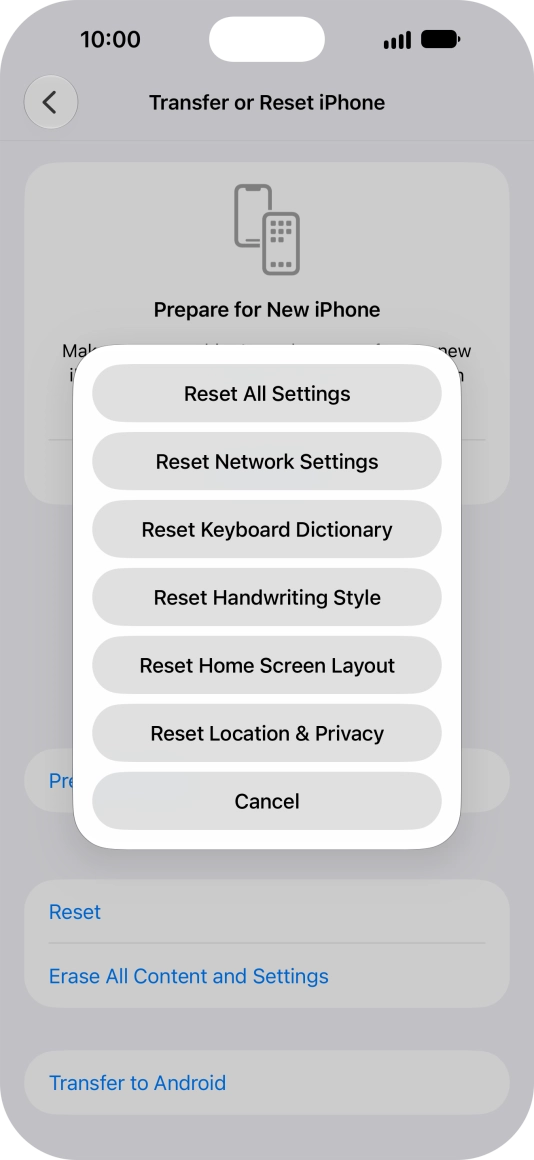 Press Reset All Settings.